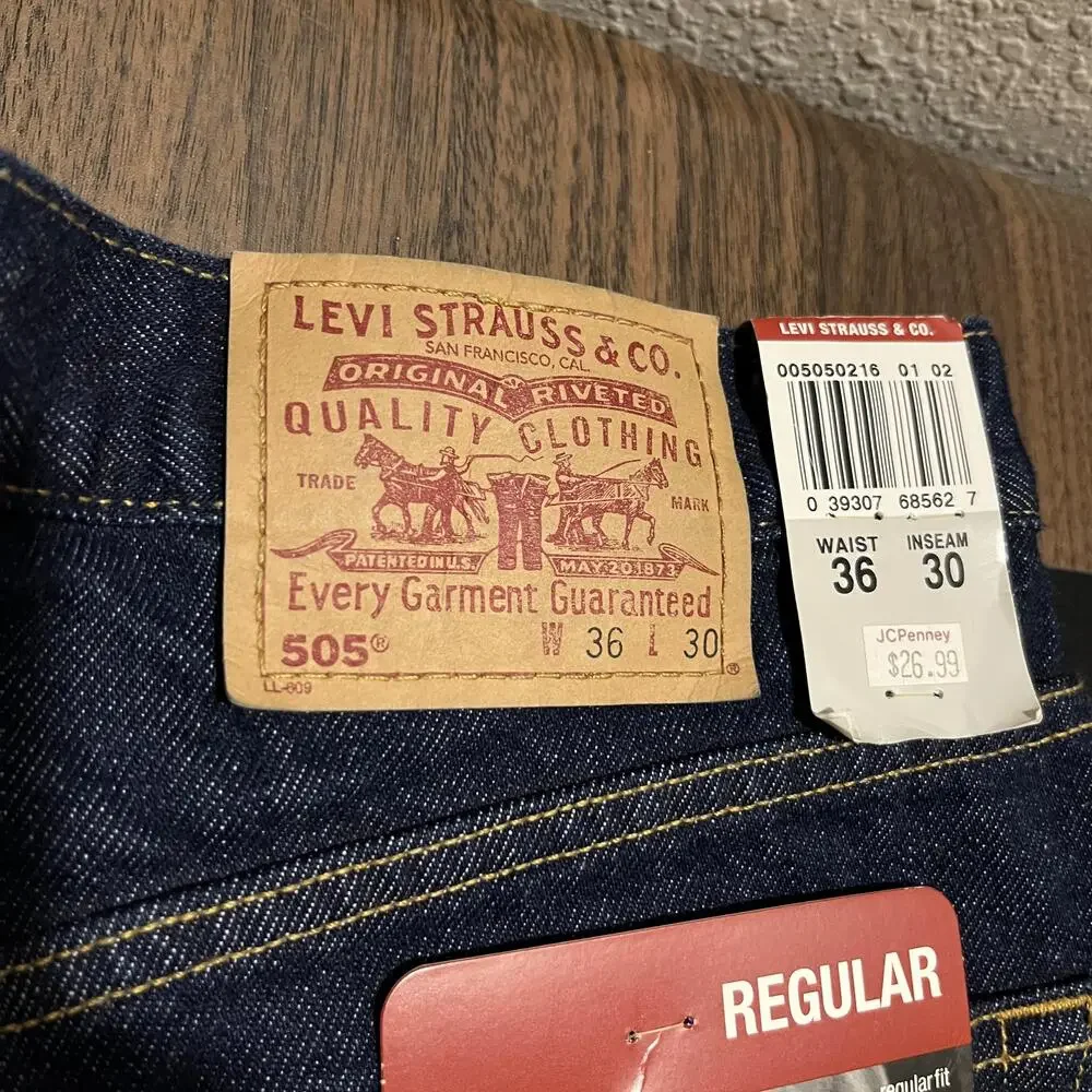 Vintage Levis 505 Jeans Mens 36x30 Blue Denim Regular Fit Straight Leg New Tags